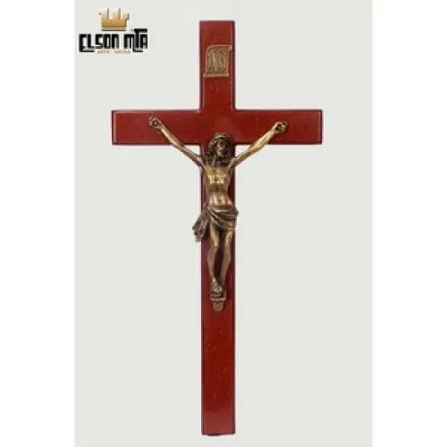 Crucifixo de parede - Acabamento Mogno - 32 cm