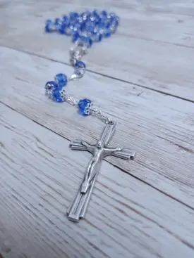 Terço de Cristal Filigrana Azul