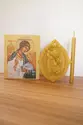 Kit mini ícone Anjo da Guarda + 1 Velas + Medalhão - Via Crucis