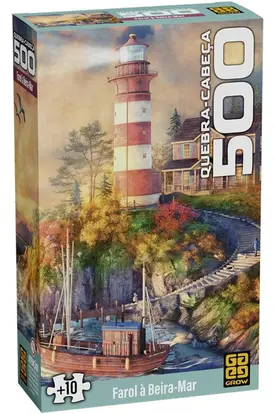 Quebra-cabeça Cartonado, Grow, Farol a Beira Mar, 500 Peças