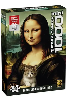 Quebra Cabeça 1000 Peças Mini Monalisa com Gatinho